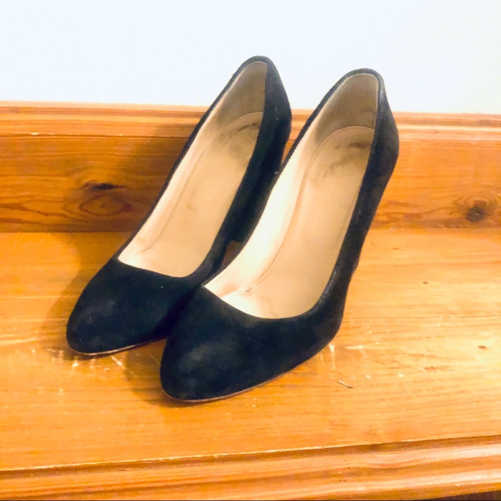 J Crew Stella Black Suede Block Heel Pump